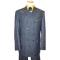 Il Canto Blue Double Brested 100% Cotton Denim Suit 8305 With Triple Cognac Hand-Pick Stitching